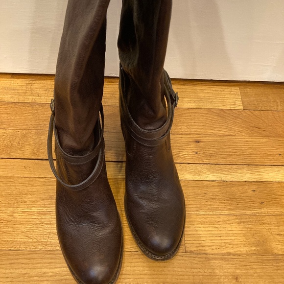 Frye Jane Strappy Boot Dark Brown Size 9M - Picture 6 of 11